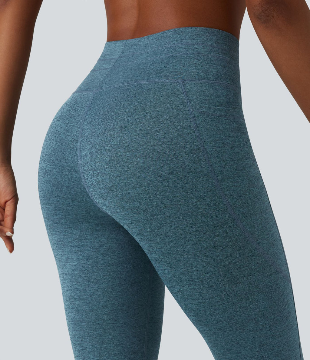 Legging de yoga Halara UltraSculpt™ chiné, taille haute, à cordon de serrage, séchage rapide, style caleçon avec poches