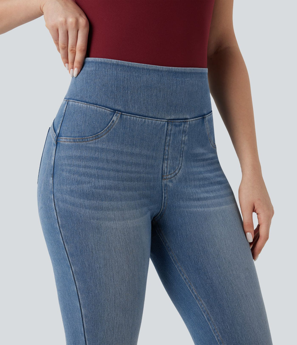 Legging denim Halara Flex™ 7/8 skinny push-up gainant taille haute avec poches