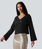 Cardigan tailleur col V manches raglan longues coupe décontractée