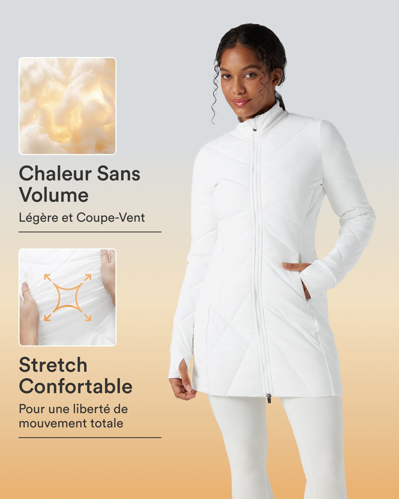 Doudoune PuffFlex col montant double zip avec passants pouces avec poches