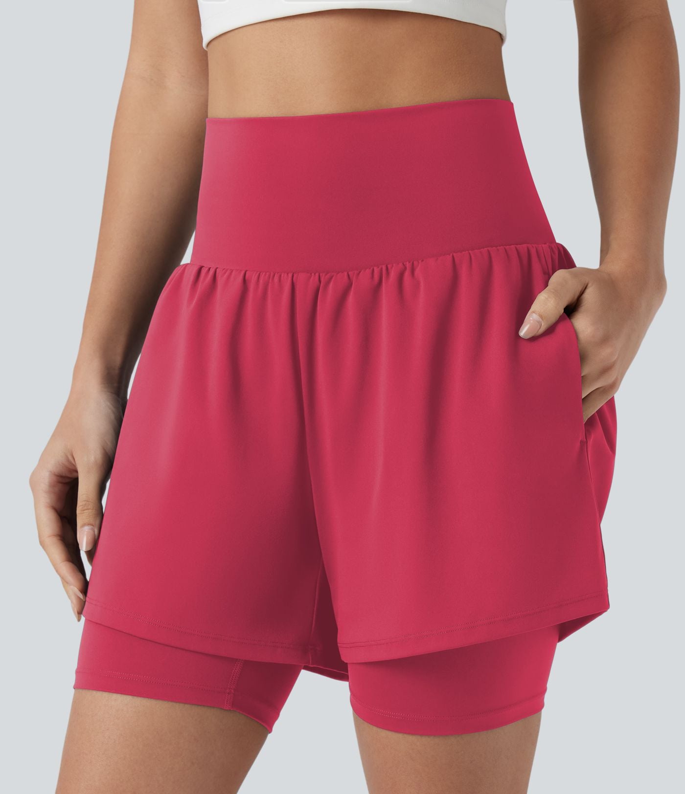 Short de yoga SoftlyZero™ Airy 2-en-1 taille ultra-haute effet frais InstantCool 17,5 cm avec poches