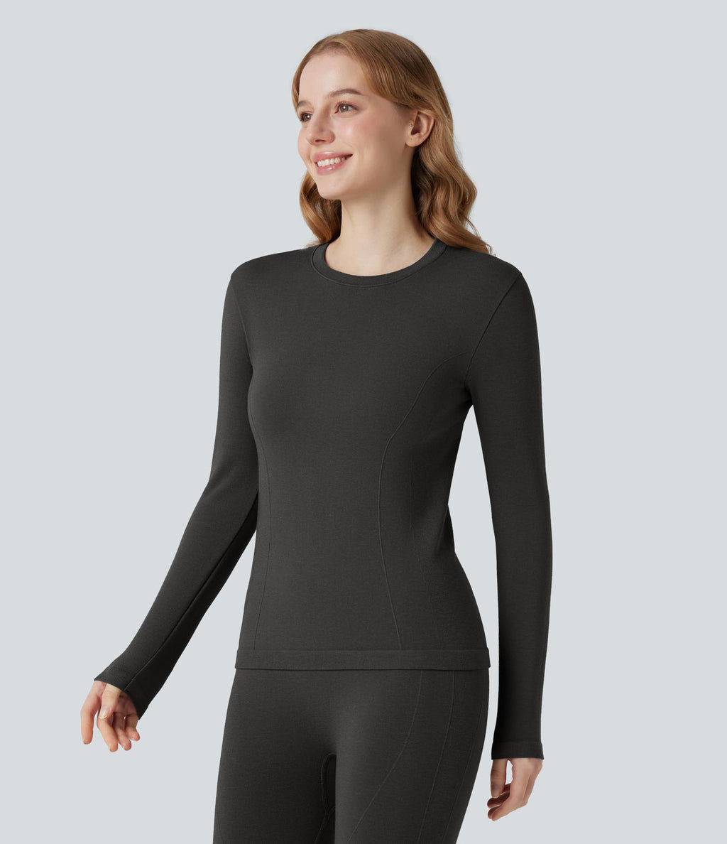 Haut thermique col rond à manches longues sans couture HeatCore OneForm Seamless Flow