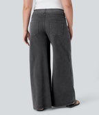 Halara Flex™ High Waisted Multiple Pockets Wide Leg Loose Stretchy Knit Casual Plus Size Jeans