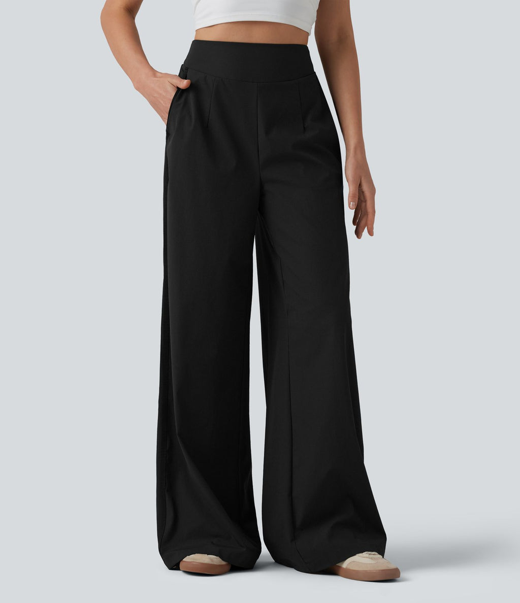 Pantalon large taille haute avec poches
