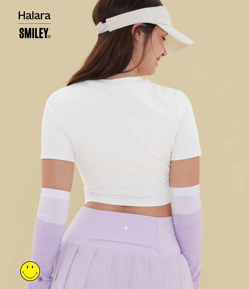 T-shirt casual cropped ajusté froncé Halara X Smiley® Halara UltraSculpt™ col rond à manches courtes