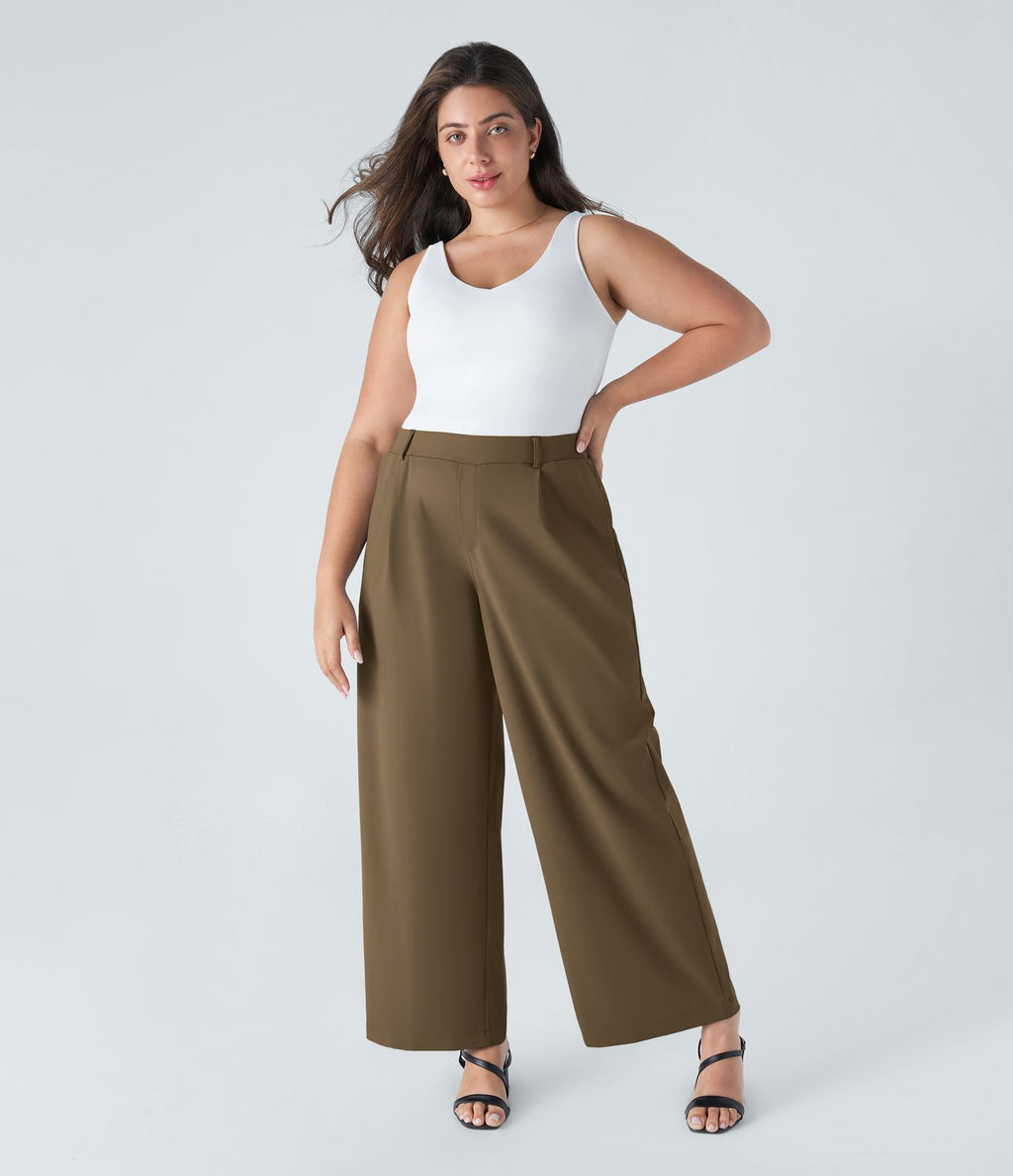 Pantalon de travail grande taille coupe droite taille haute Halara Flex™ DayStretch avec poches