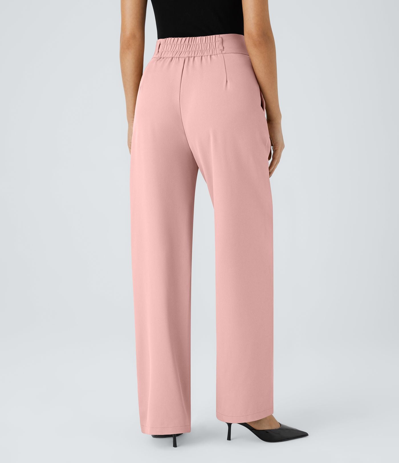 Pantalon de travail Halara Flex™ droit froncé avec poche zippée, taille haute