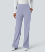 Pantalon tailleur évasé taille mi-haute Halara Flex™ DayStretch avec zip latéral et poches