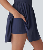 Robe active fluide Breezeful™ mini 2-en-1 à séchage rapide avec dos nu, style corset et poche - Longueur allongée
