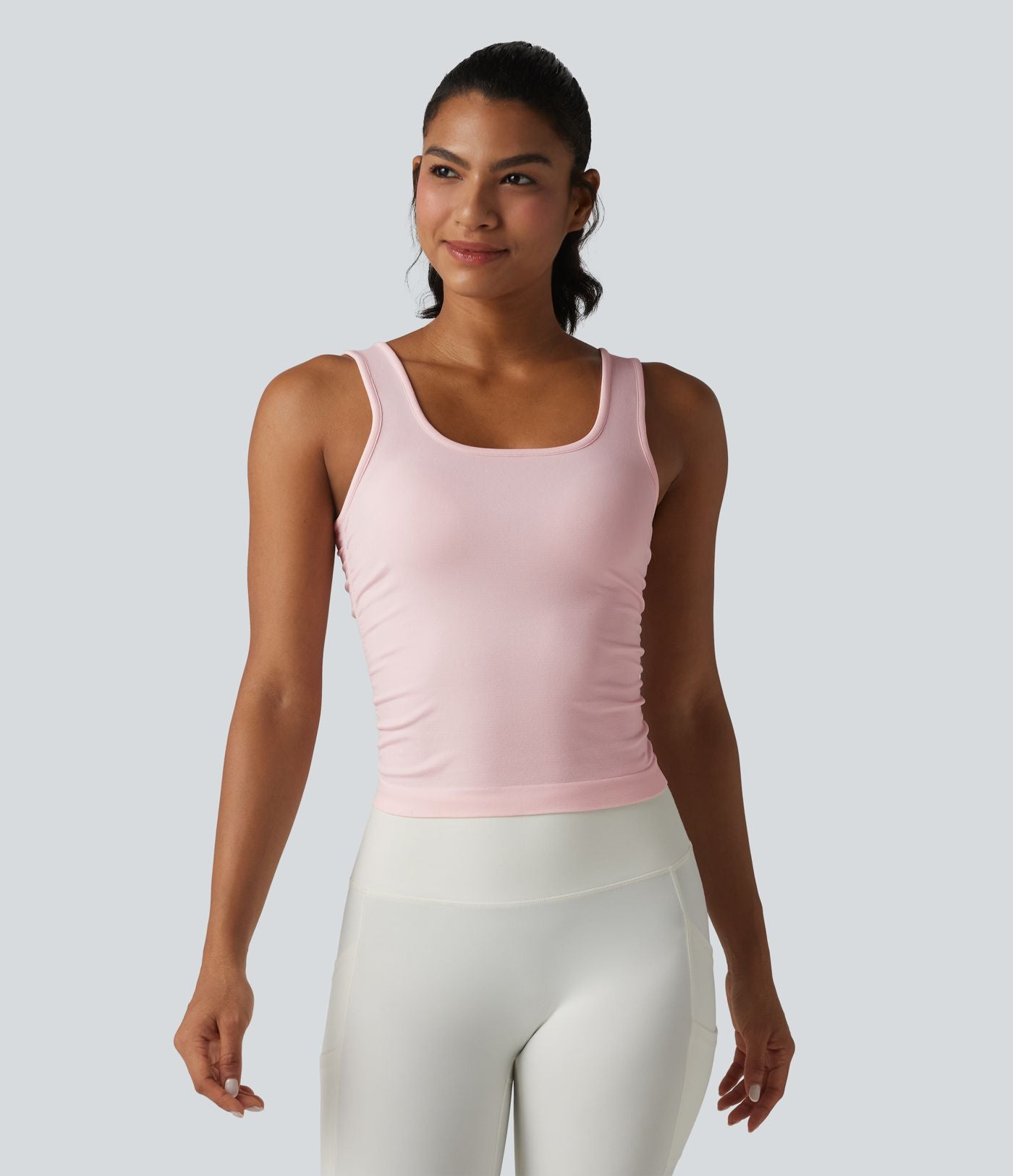 OneForm Seamless Flow Débardeur de yoga sans couture col carré avec fronces