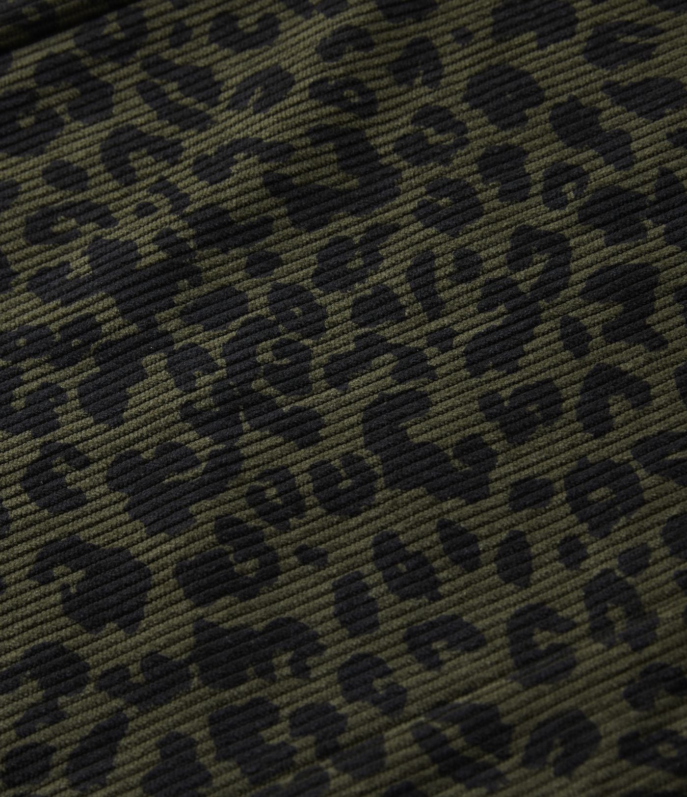Pantalon léopard velours côtelé imprimé coupe droite mop taille haute avec poches