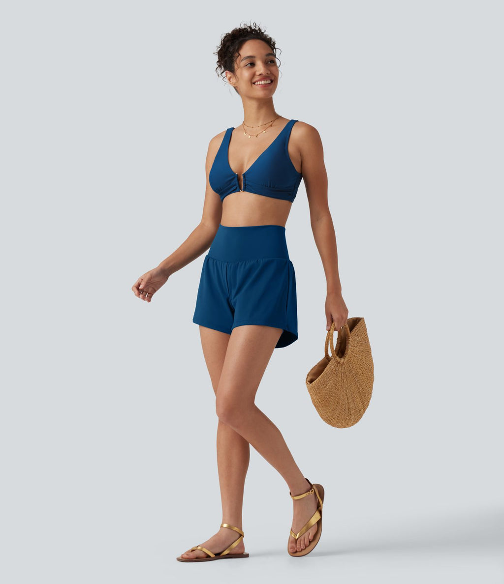Haut de bikini à décolleté en V profond avec brassière intégrée