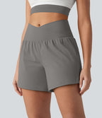 Short de yoga SoftlyZero™ Airy croisé taille haute 2-en-1 effet frais InstantCool 12,5 cm avec poches