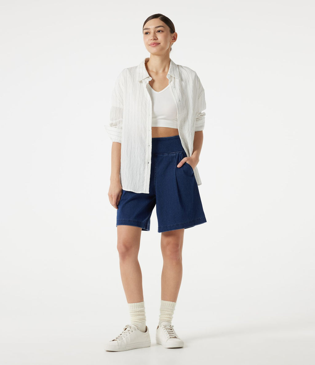 Halara Flex™ Short décontracté ample en jean taille haute 17,5 cm avec poches