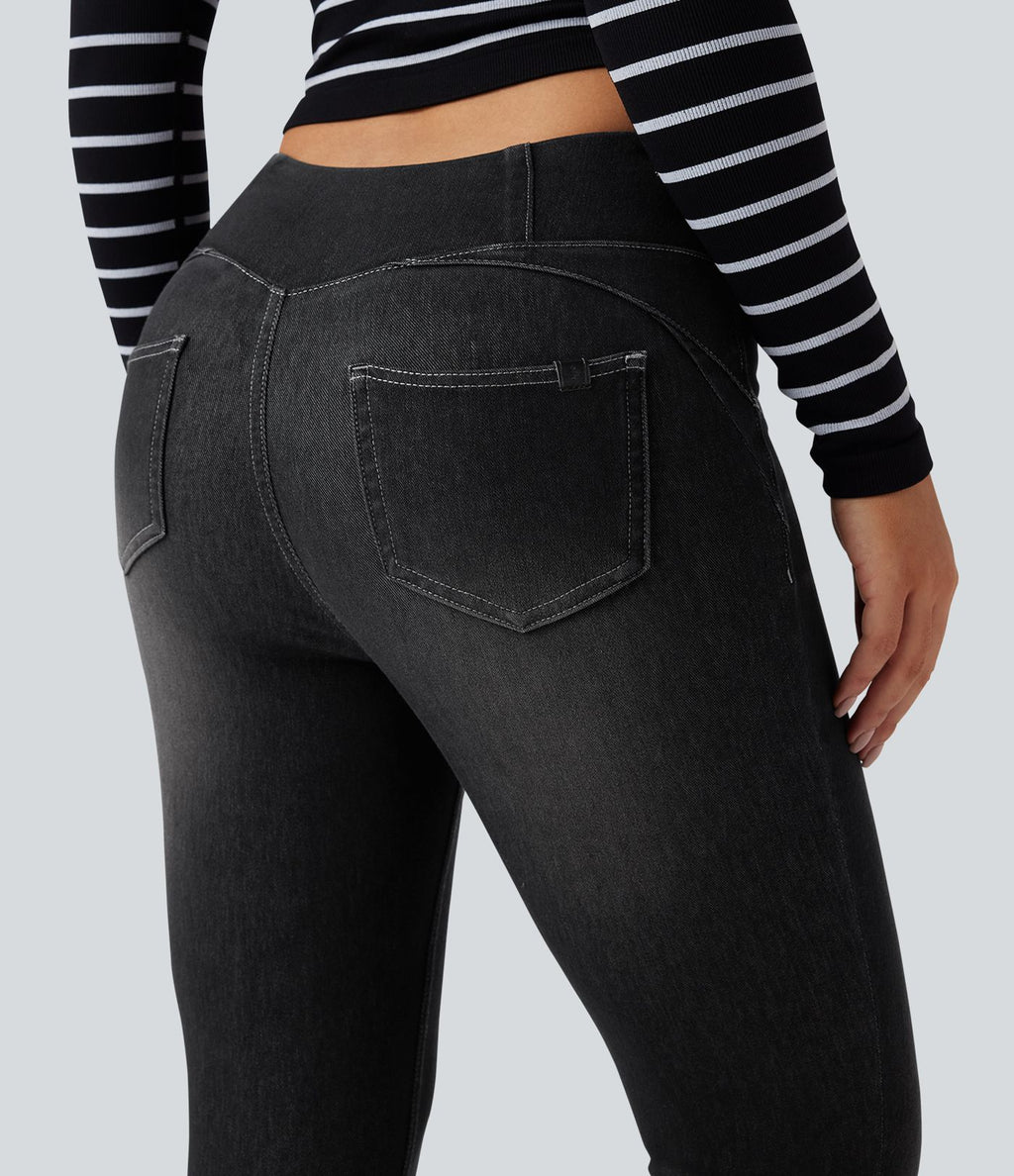 Halara Flex™ Denim Heat Legging denim casual 7/8 taille haute avec poches