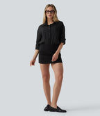 Chemise tailleur à manches longues à rayures mélange lin