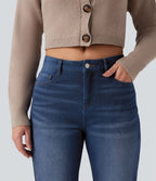 Jean droit Halara Flex™ Denim Heat casual molleton taille haute avec poches