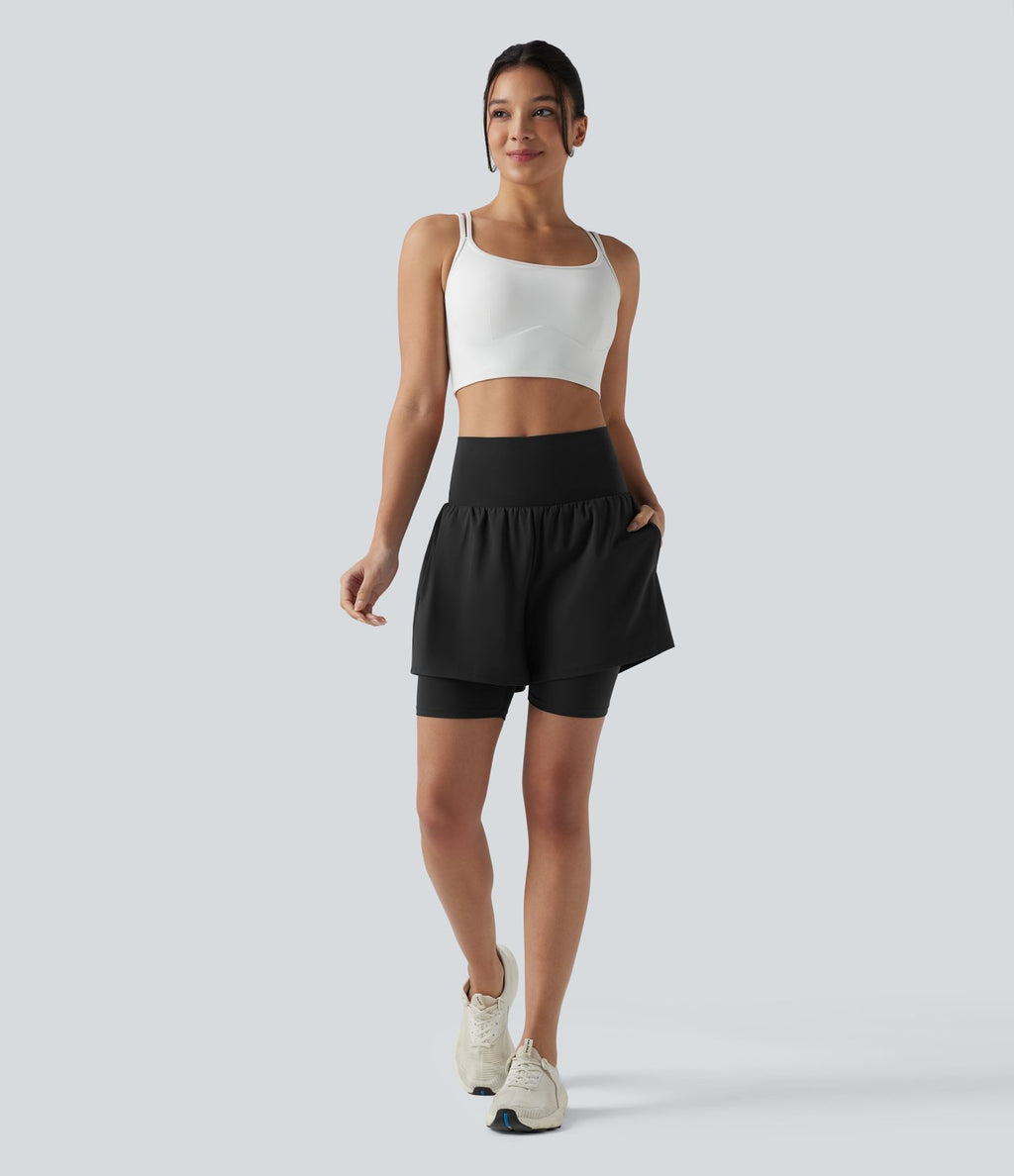 Short de yoga SoftlyZero™ Airy 2-en-1 taille ultra-haute effet frais InstantCool 17,5 cm avec poches