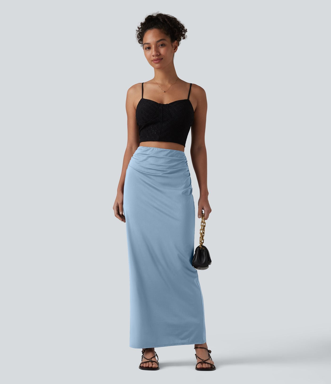 Jupe crayon longue taille haute effet frais InstantCool avec fronces