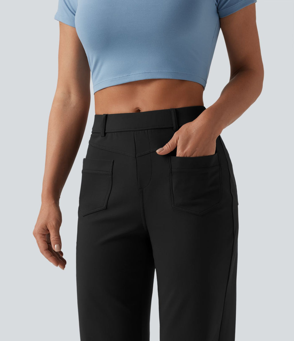 Pantalon décontracté DayStretch taille mi-haute coupe droite avec poches