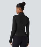 Patitoff™ Flow Veste Casual Courte à Col Montant Résistante aux Poils d'Animaux avec Fermeture Éclair Poches Latérales et Trou pour le Pouce