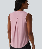 Débardeur de sport à col rond et ourlet arrondi, doux au toucher, protection solaire UPF50+