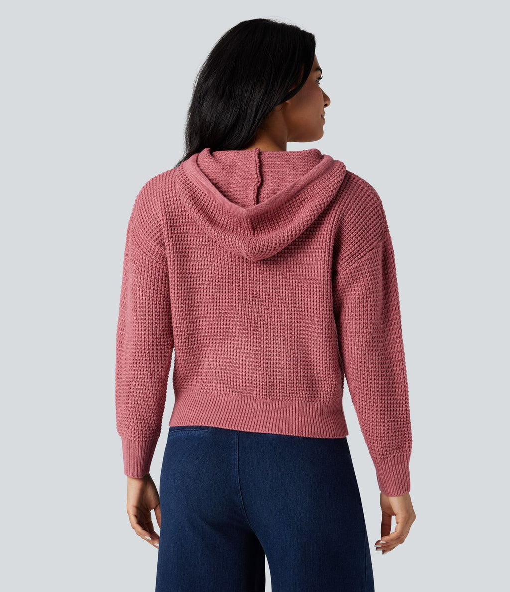Pull à capuche cordon de serrage manches longues