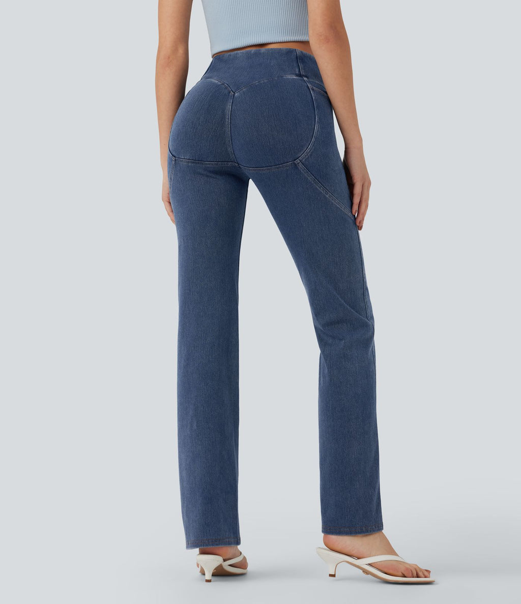 Jean décontracté à coupe bootcut gainant taille haute avec poches Halara Flex™