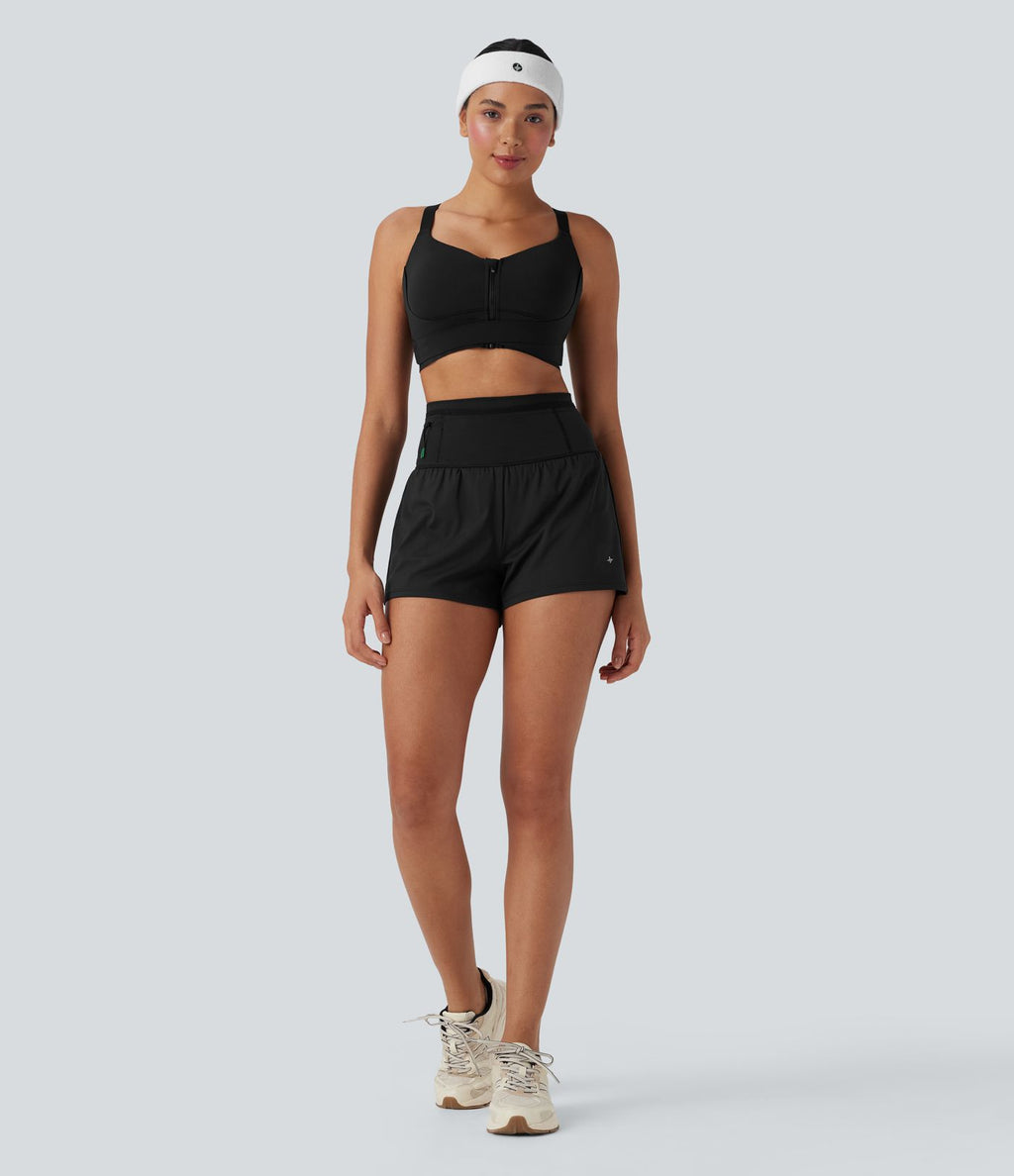 Short de course SpeedWave™ taille haute mesh contrastant 2-en-1 séchage rapide avec multiples poches