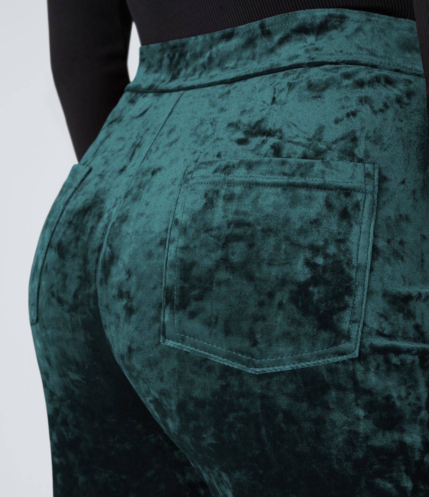 Pantalon Casual en Velours Taille Haute avec Bouton Multipoches Droites