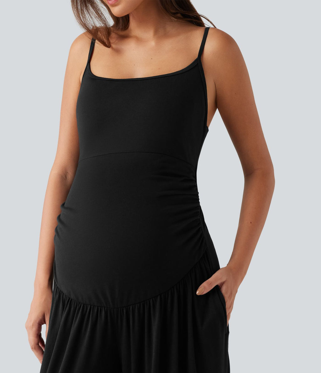 Combinaison de maternité chinée à jambes larges avec poches et accès facile Easy Peasy