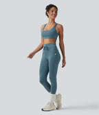 Legging 7/8 de yoga chiné taille haute séchage rapide avec cordon de serrage Halara UltraSculpt™ et poches