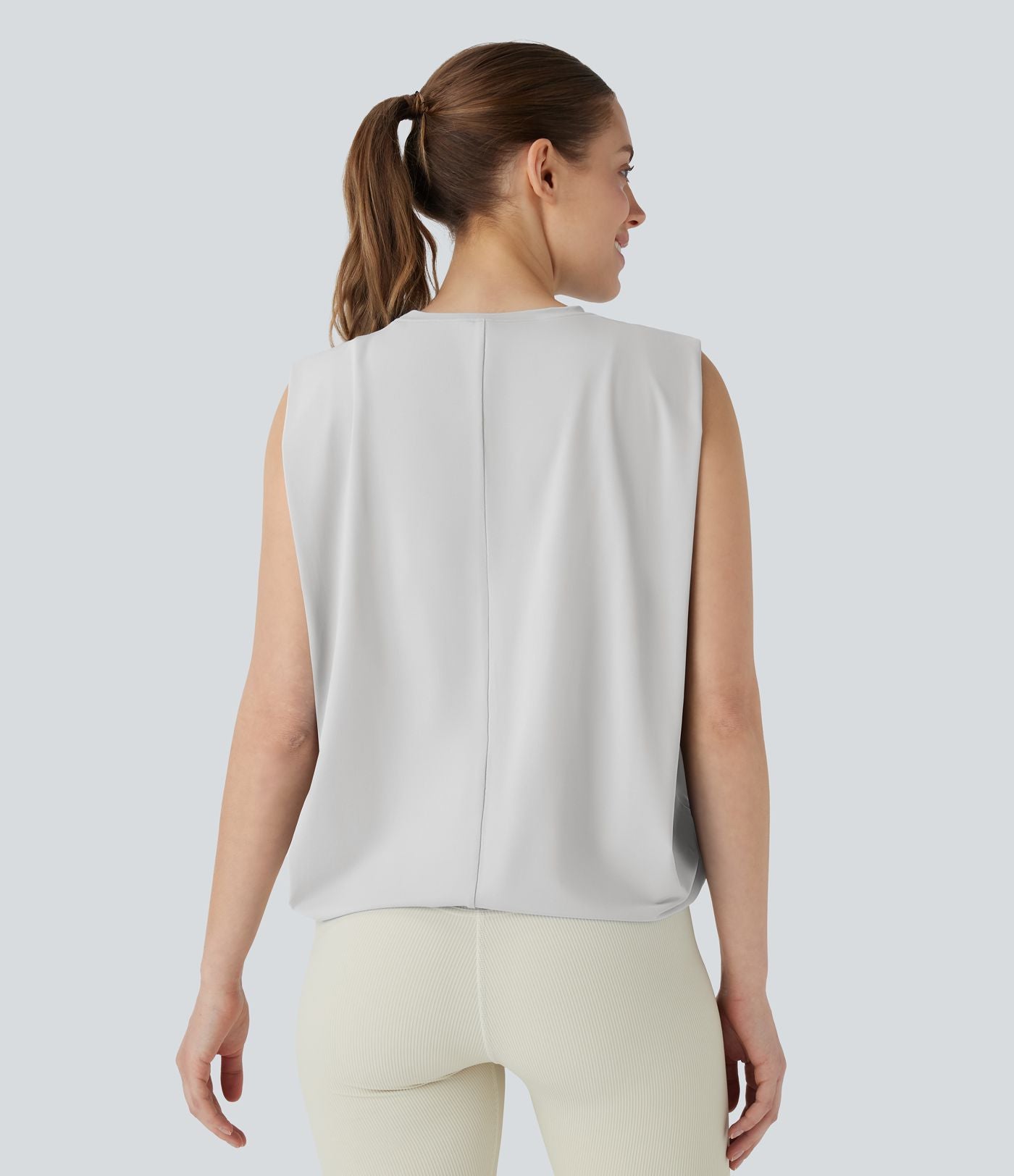 Débardeur de yoga col rond froncé, tissu rafraîchissant - Protection UPF50+