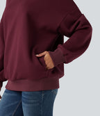 Sweat-shirt en coton polaire col montant coupe décontractée avec poches