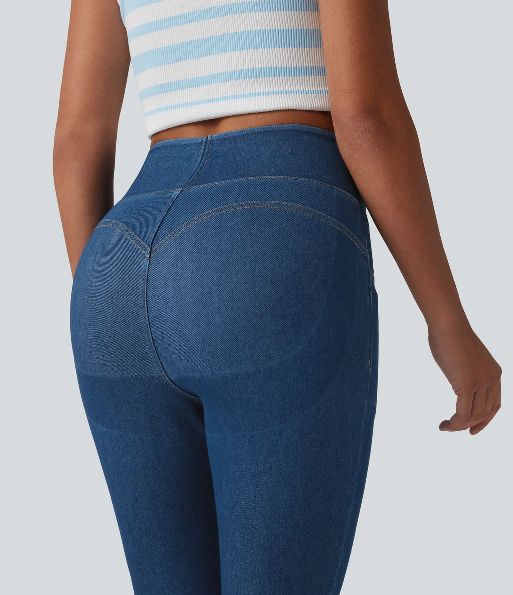 Legging 7/8 en denim gainant taille haute effet push-up Halara Flex™ avec poches