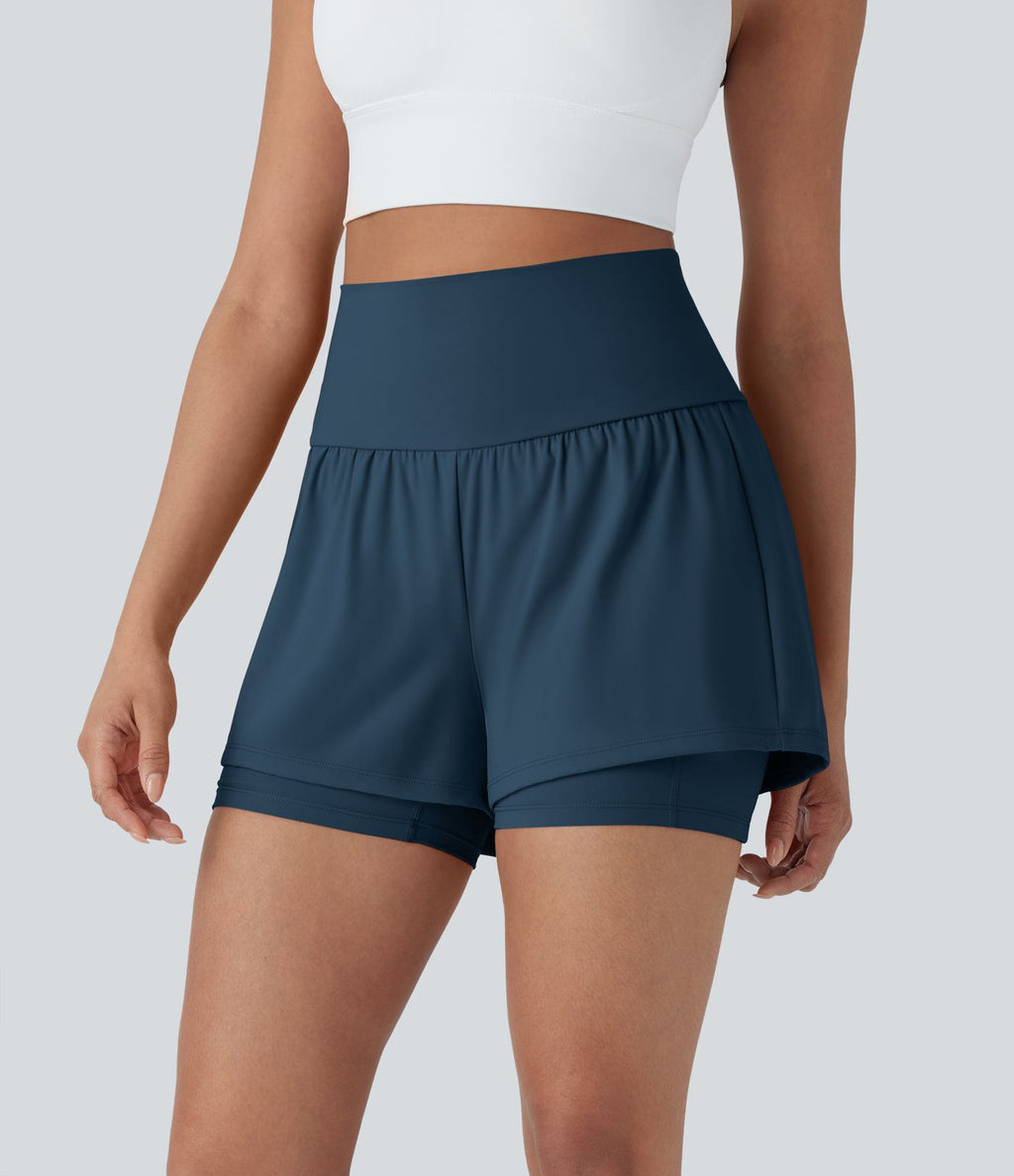 Short de yoga 2-en-1 SoftlyZero™ Airy taille très haute effet frais InstantCool 12,5 cm avec poches