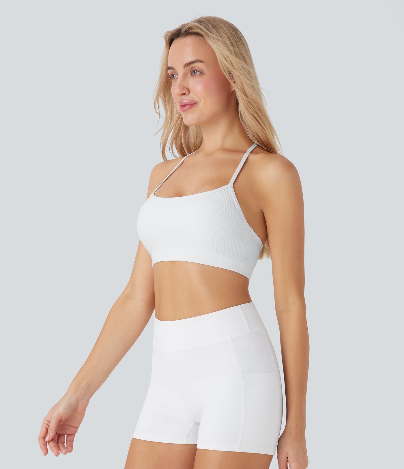 Brassière de sport yoga maille côtelée soutien léger à découpes bonnets A-D