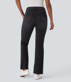 Halara Flex™ Jeans bootcut Casual Taille Haute Multiples Poches Lavés Élastiques et Tricotés Coupe
