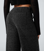 Pantalon large tricot effet sparkle avec poches