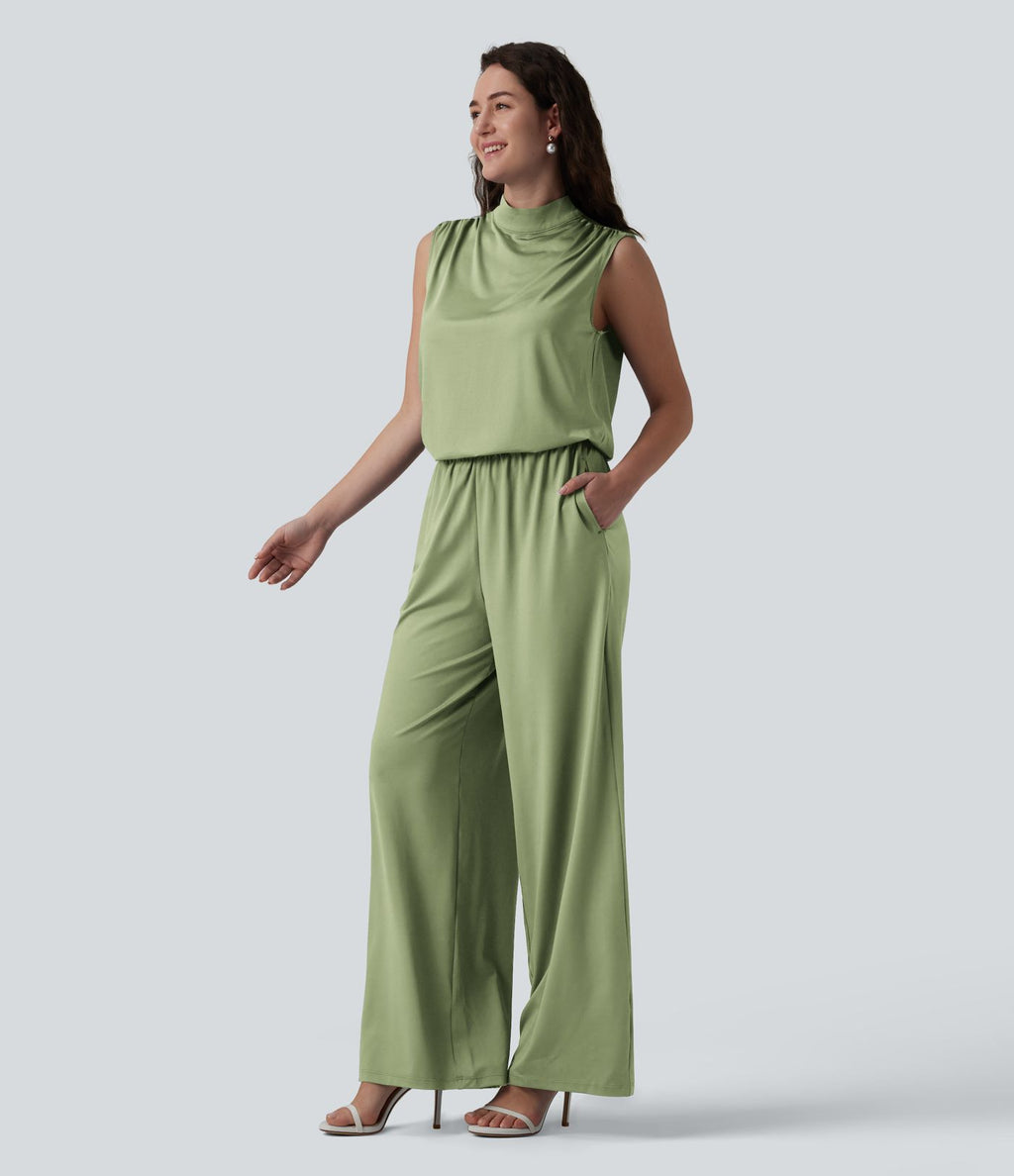 Combinaison mariage et demoiselle d'honneur col montant sans manches coupe droite avec poches - Easy Peasy