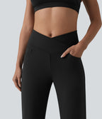 Pantalon de yoga DayStretch croisé taille haute ventre plat coupe droite avec poches