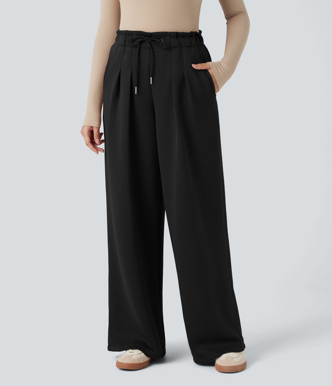 Pantalon décontracté SpacerTek™ taille haute effet baggy, avec cordon de serrage et poches