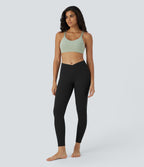 Halara UltraSculpt™ Legging Yoga 7/8 à Taille Haute Croisée avec Contrôle du Ventre et Push-up Toucher Frais Poches Latérales