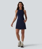 Robe courte décontractée sans manches à col rond SpacerTek™ avec poches