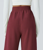 Pantalon velours côtelé de jogging décontracté à taille haute avec poches latérales