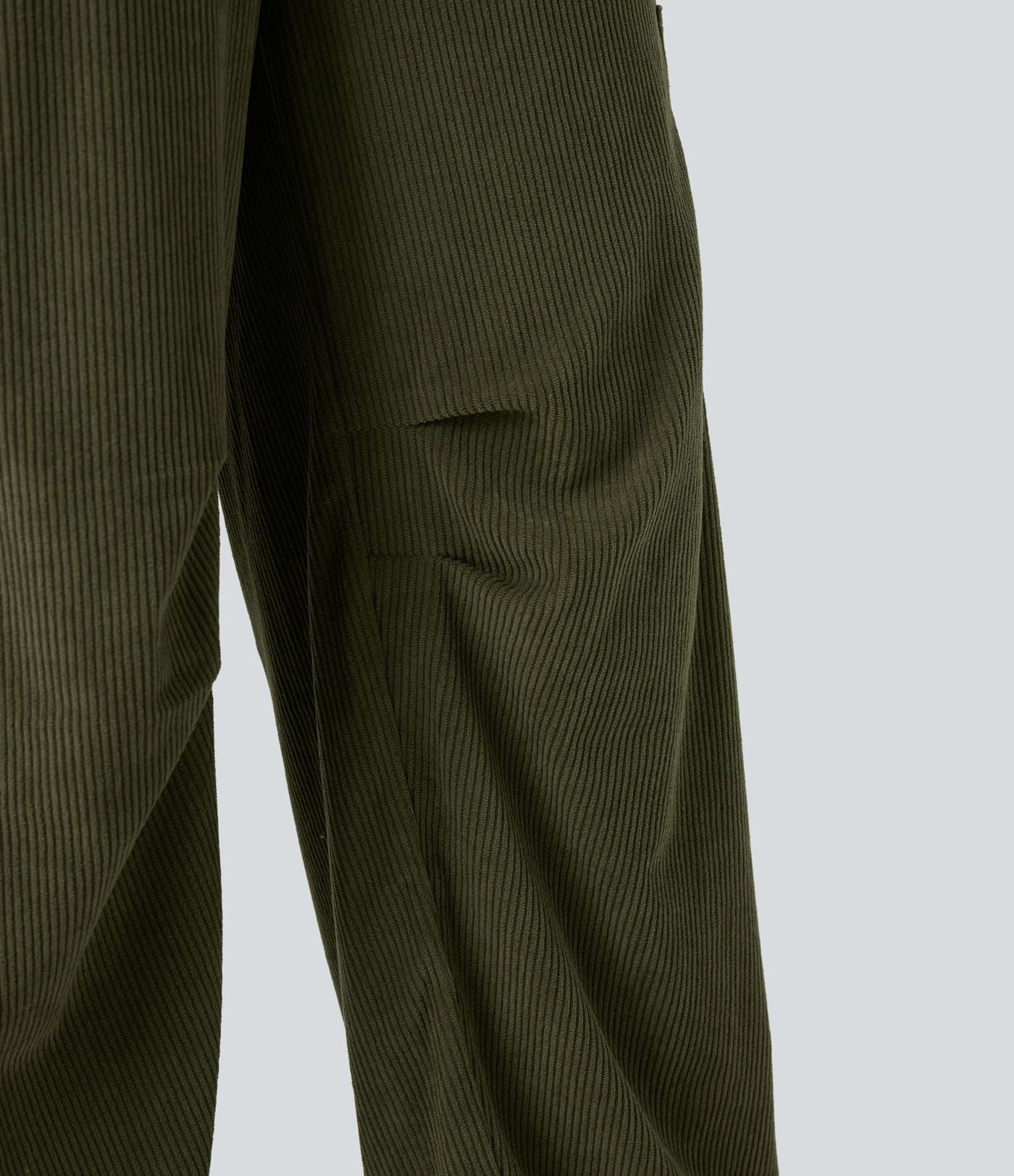 Pantalon décontracté droit en velours côtelé, taille haute, avec poches