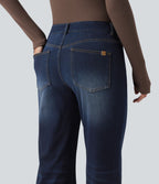 Halara Flex™ Jean évasé décontracté délavé taille basse avec poches
