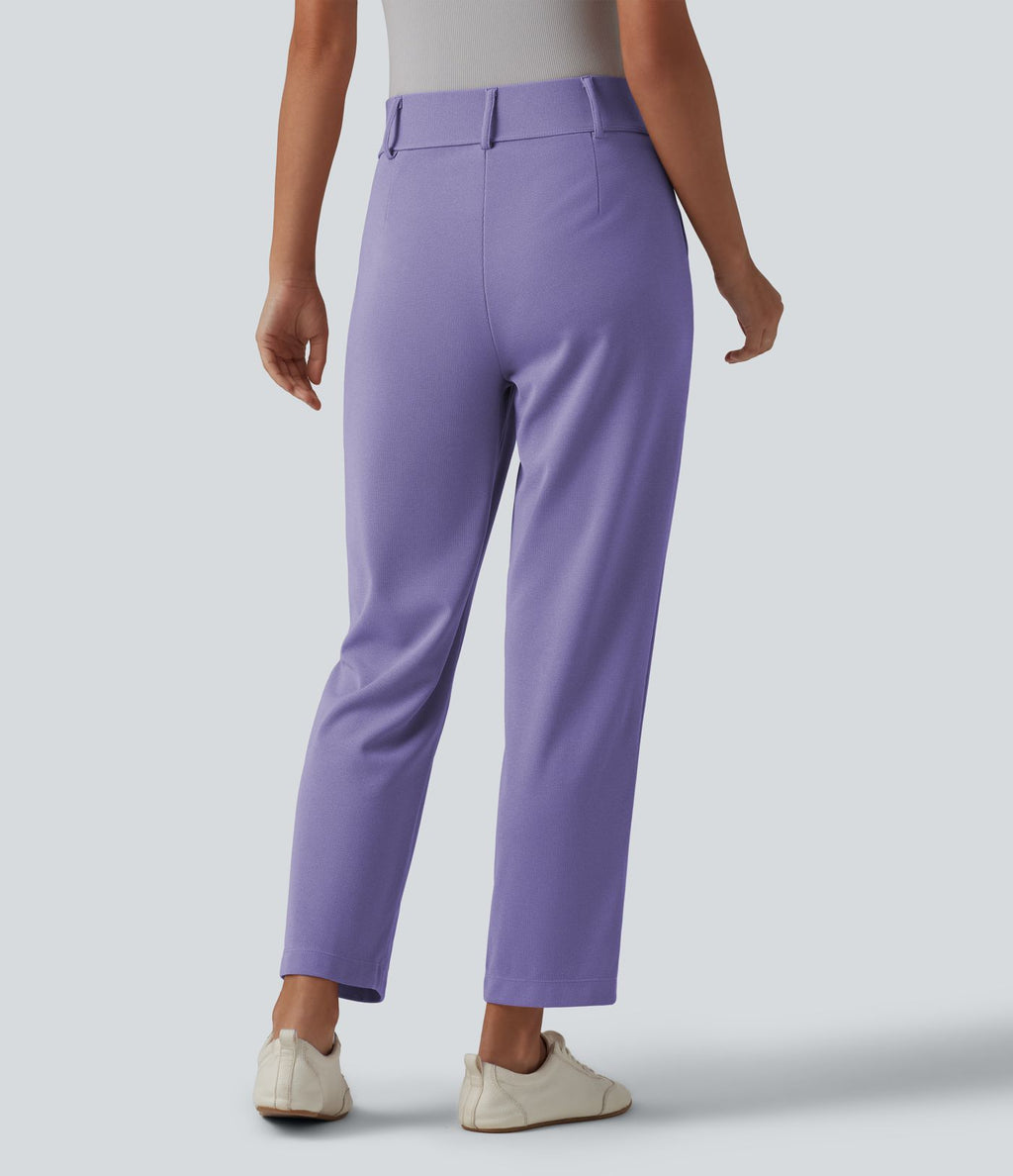 Halara Flex™ Pantalon tailleur fuselé taille haute en tissu gaufré avec poches