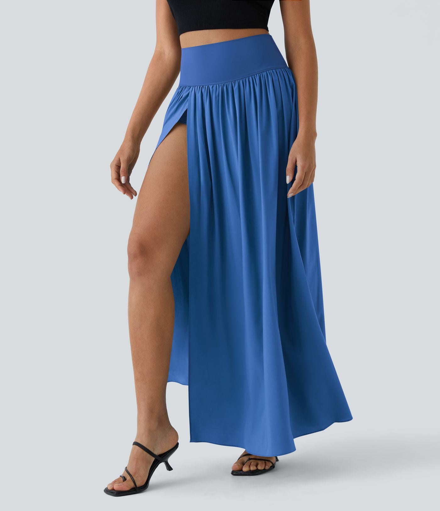 Breezeful™ Jupe Taille Haute Casual Maxi Séchage Rapide Fluide Fente Plissée 2 en 1