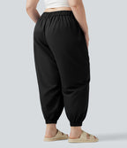 Pantalon jogging grande taille, taille mi-haute avec poches